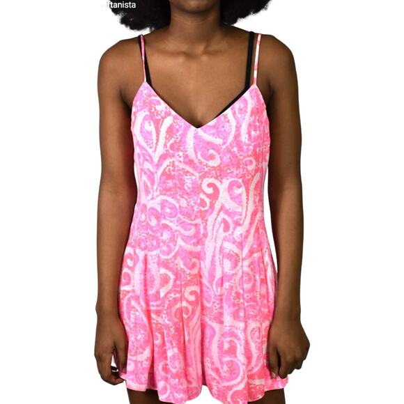 Lilly Pulitzer Kyla Romper Pink Pout Paisley Dot Mini Dress Playsuit Short Siz 0 - Picture 1 of 16